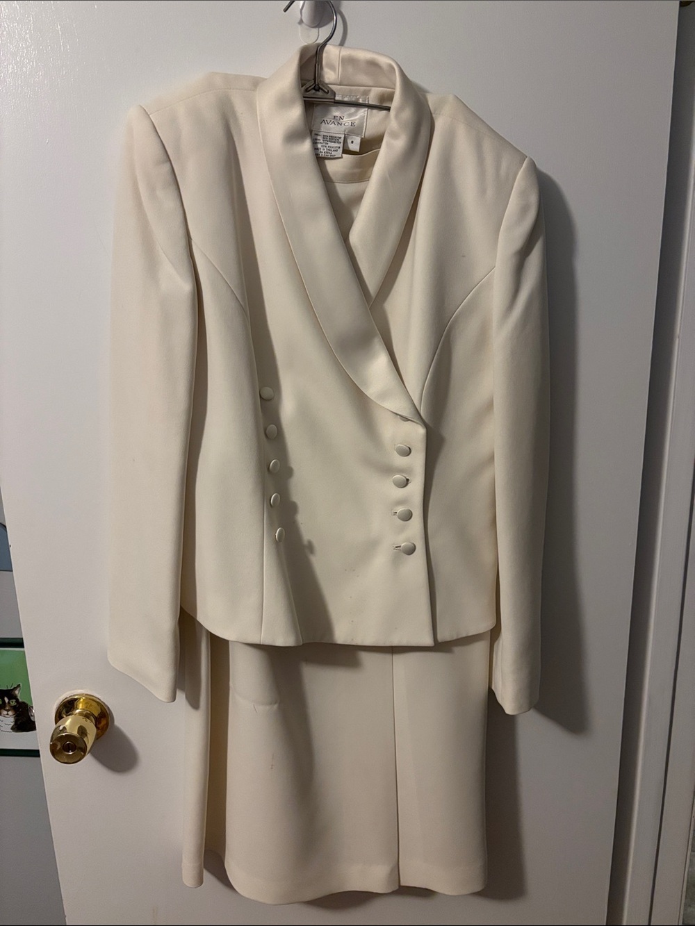 Vintage En Avance Classic Double-Breasted Women's Blazer Jacket Skirt Suit Set 8